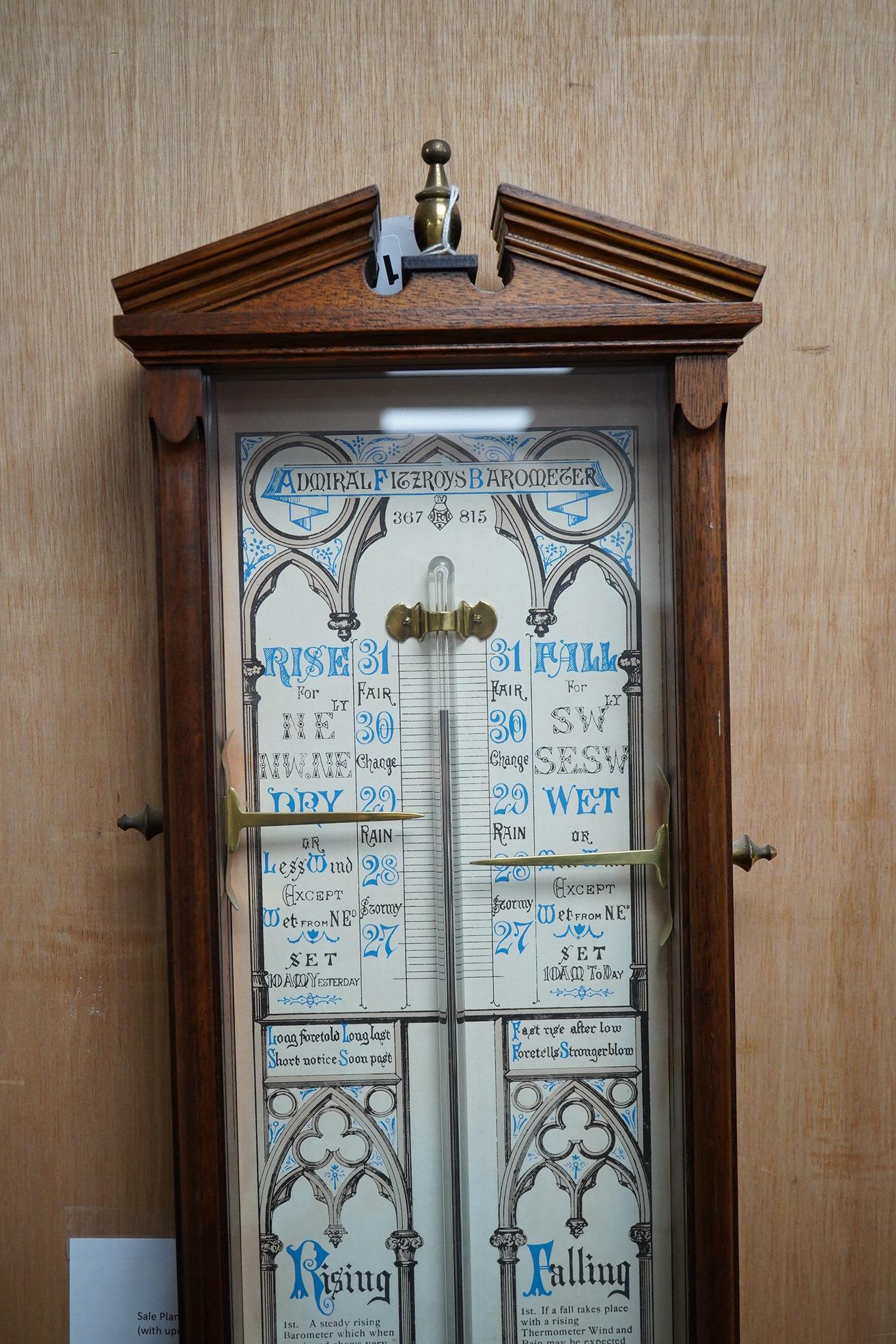 A modern hardwood Fitzroy barometer, 100cm high. Condition - fair to good, untested